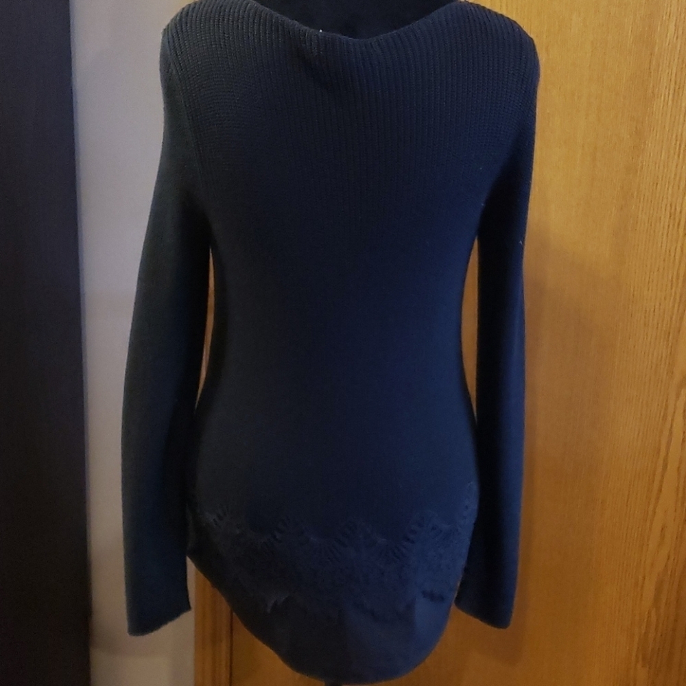 Lauren Ralph Lauren black lace trim layers sweater - Picture 4 of 6